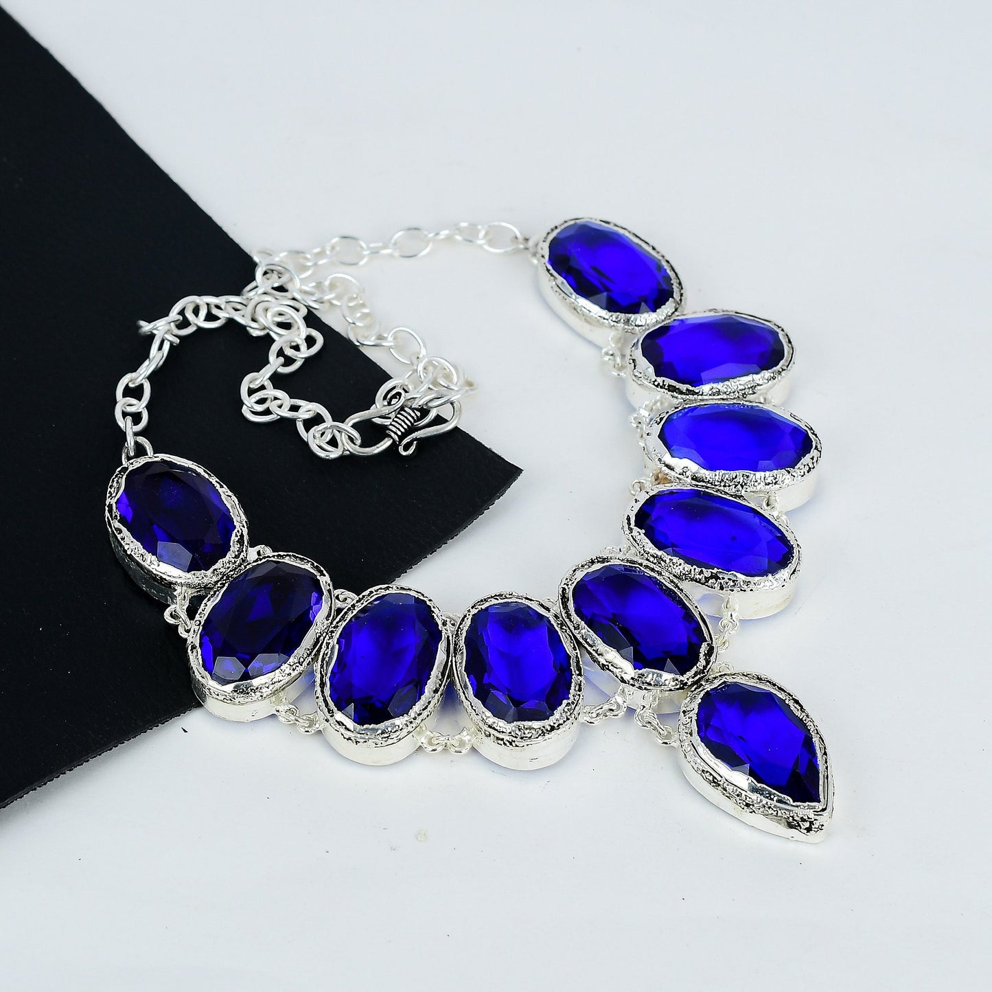 Blue Sapphire Gemstone Silver Necklace