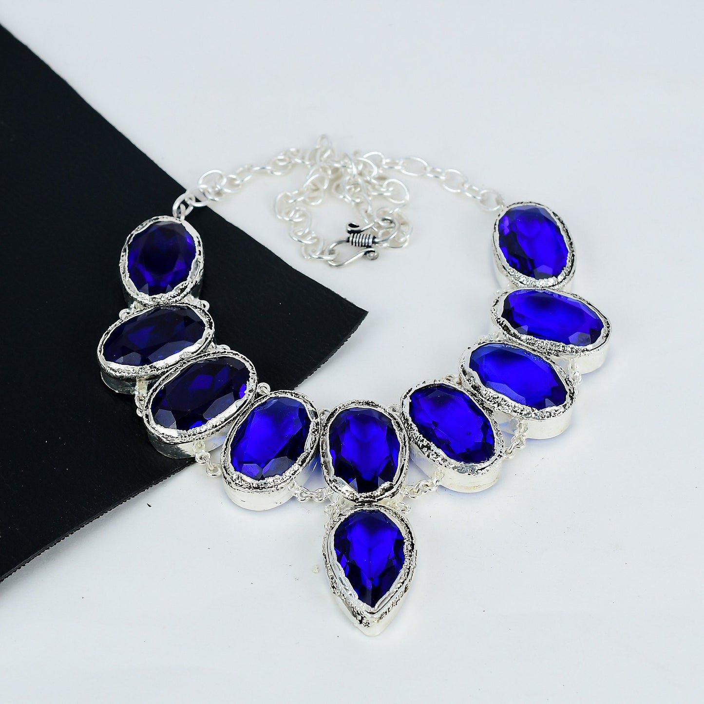 Blue Sapphire Gemstone Silver Necklace