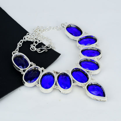 Blue Sapphire Gemstone Silver Necklace