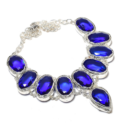 Blue Sapphire Gemstone Silver Necklace