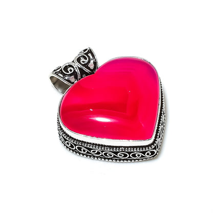 Pink Botswana Agate Heart Pendant