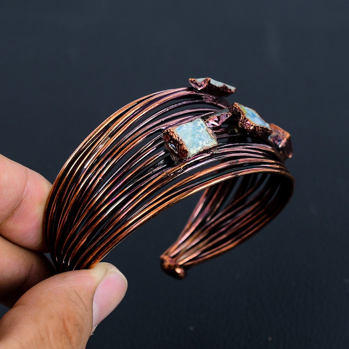 Blue Aquamarine Gemstone Bangle