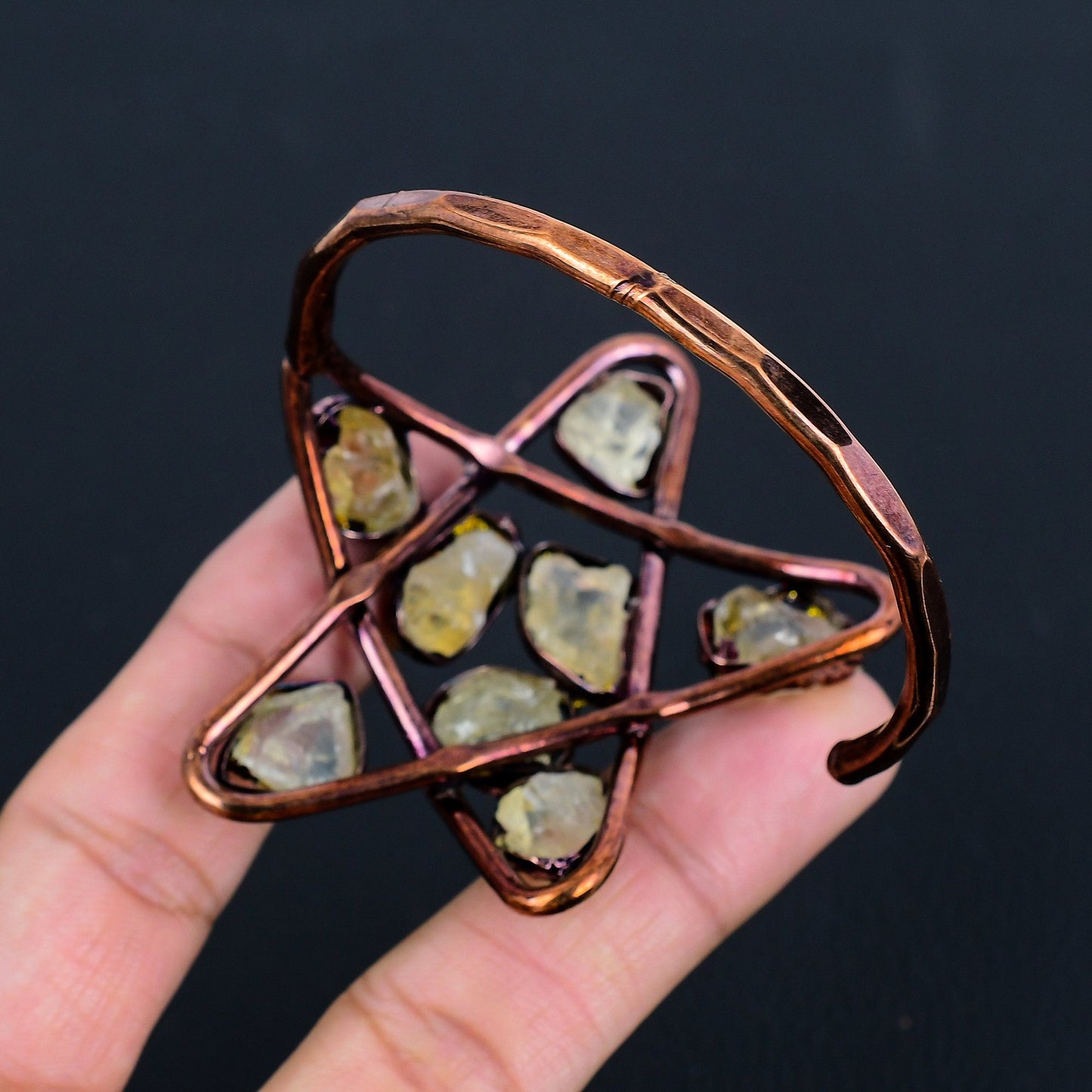 Copper Star Gemstone Cuff Bracelet