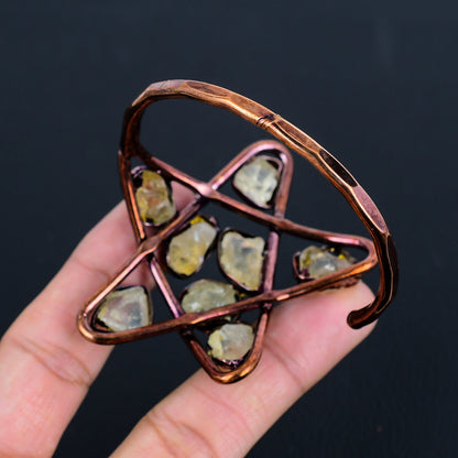 Copper Star Gemstone Cuff Bracelet