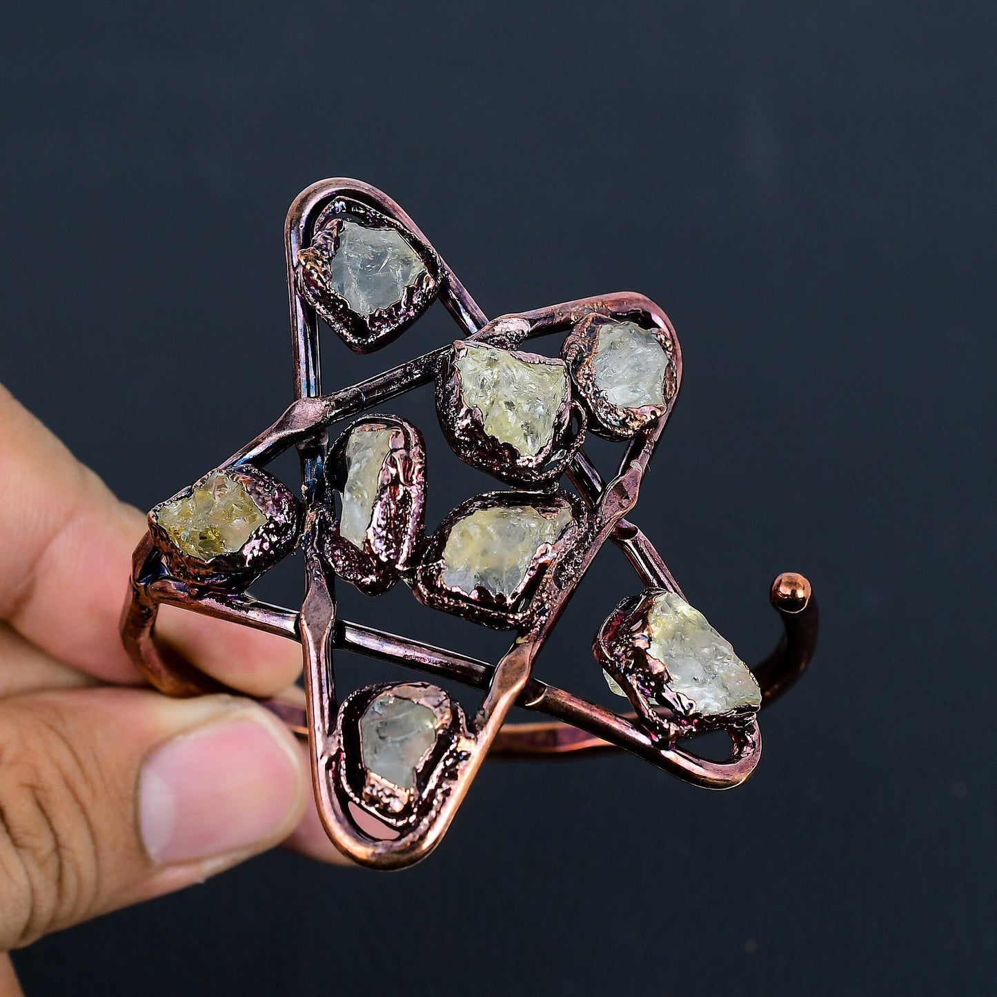 Copper Star Gemstone Cuff Bracelet