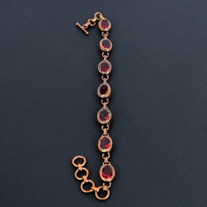 Red Garnet Gemstone Adjustable Copper Bracelet