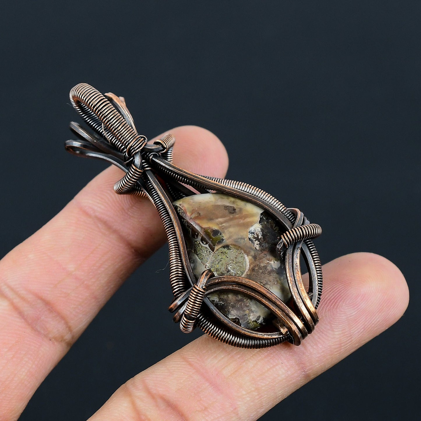 Copper Ammonite Gemstone Pendant