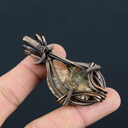 Copper Ammonite Gemstone Pendant
