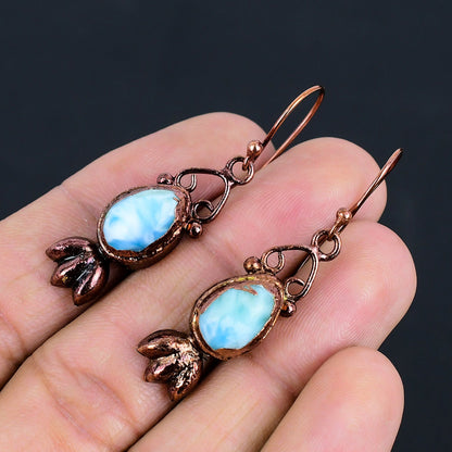 Blue Larimar Gemstone Earrings