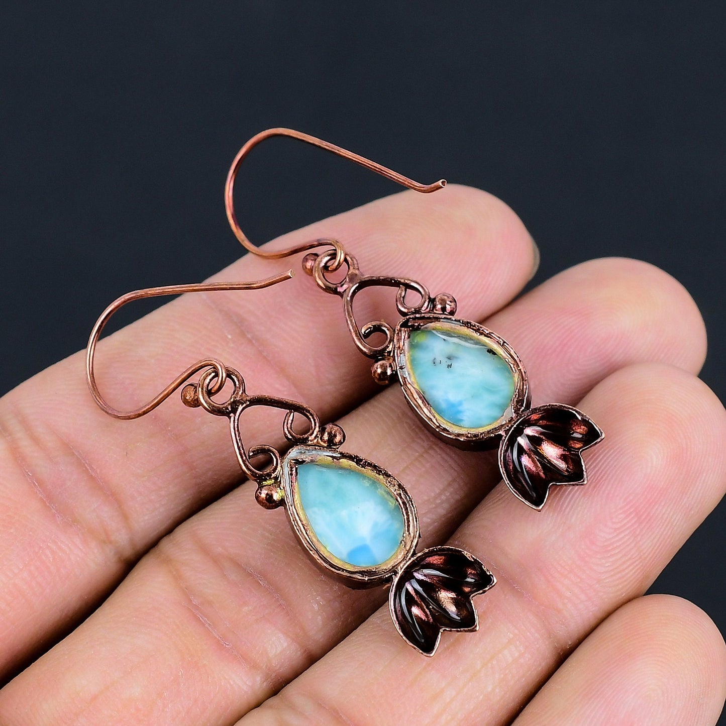 Blue Larimar Gemstone Earrings