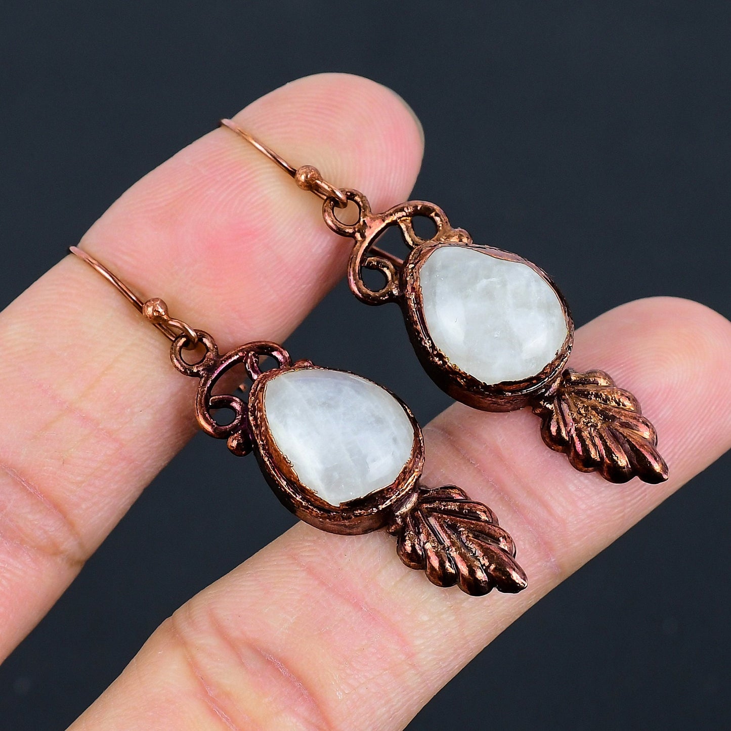 Rainbow Moonstone Gemstone Earrings