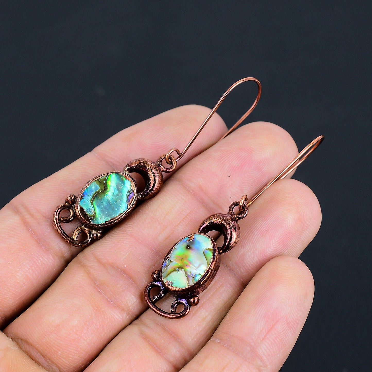 Rainbow Abalone Gemstone Dangle Earrings