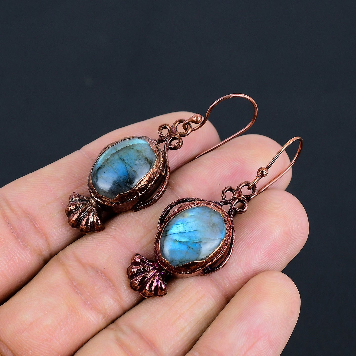 Blue Labradorite Gemstone Earrings