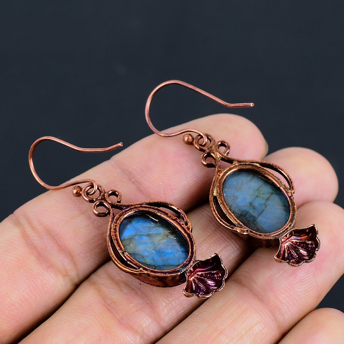 Blue Labradorite Gemstone Earrings
