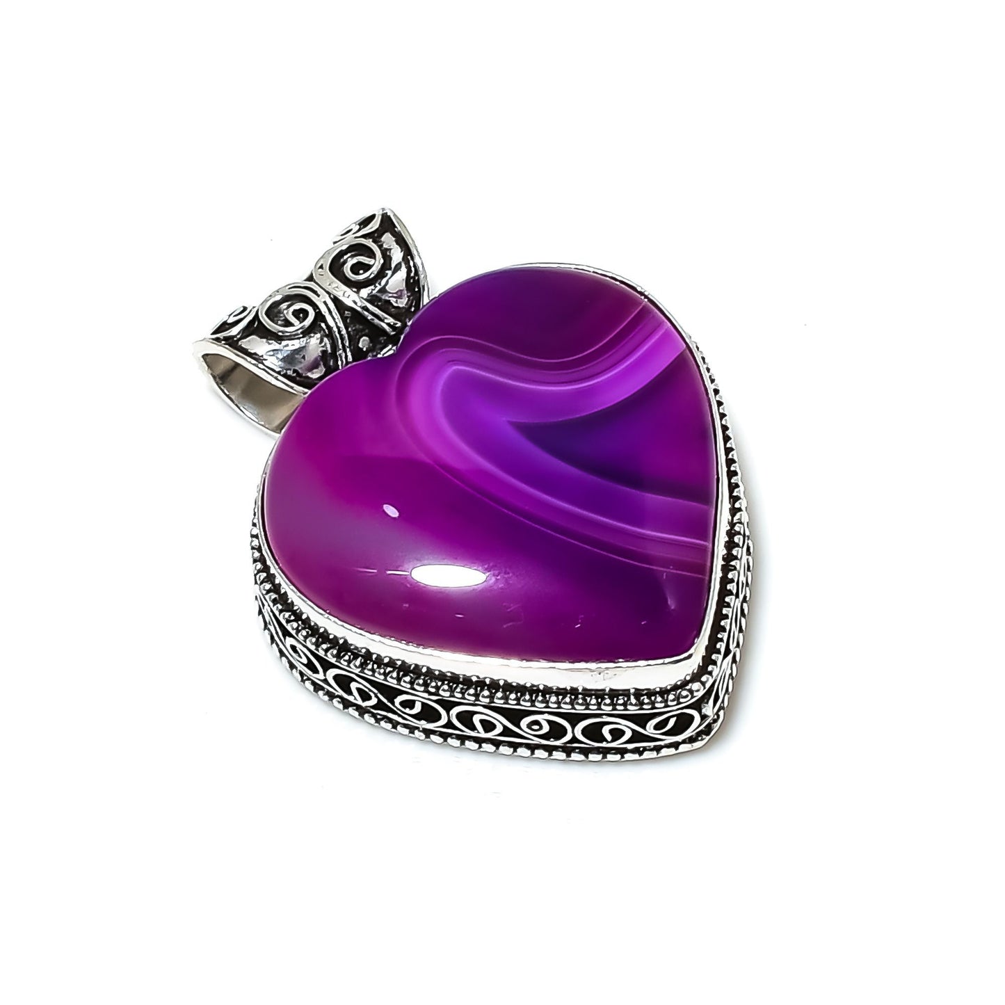 Purple Botswana Agate Heart Pendant