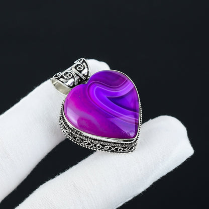 Purple Botswana Agate Heart Pendant