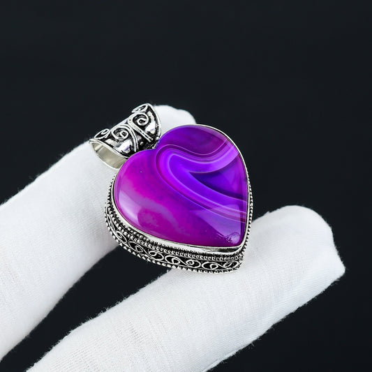 Purple Botswana Agate Heart Pendant