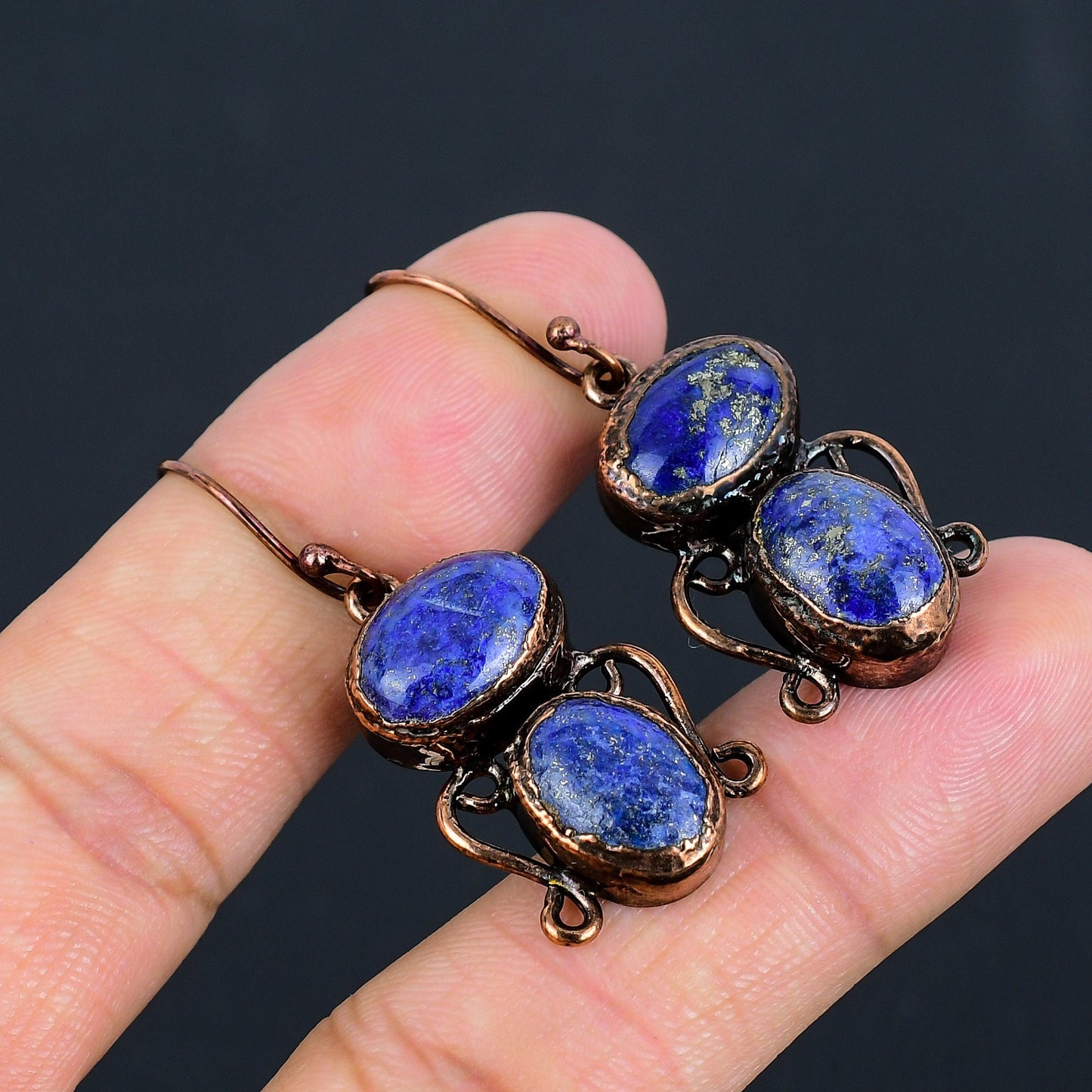 Blue Lapis Lazuli Gemstone Earrings