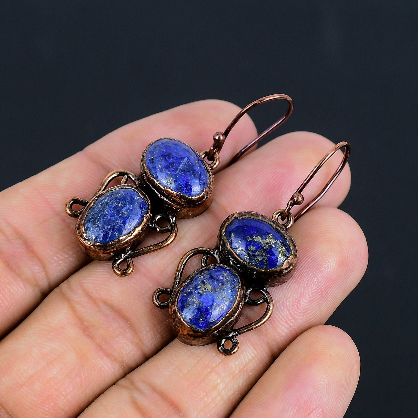Blue Lapis Lazuli Gemstone Earrings