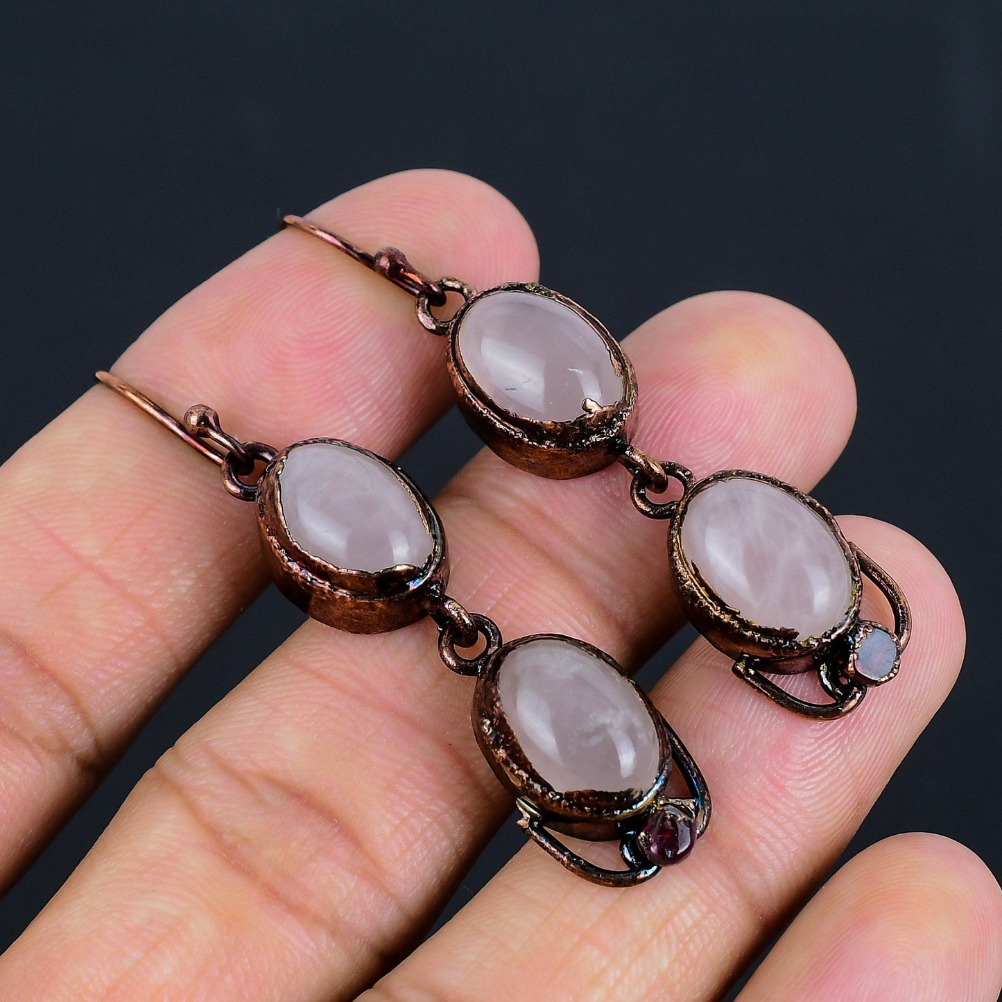 Pink Rose Quartz Gemstone Earrings