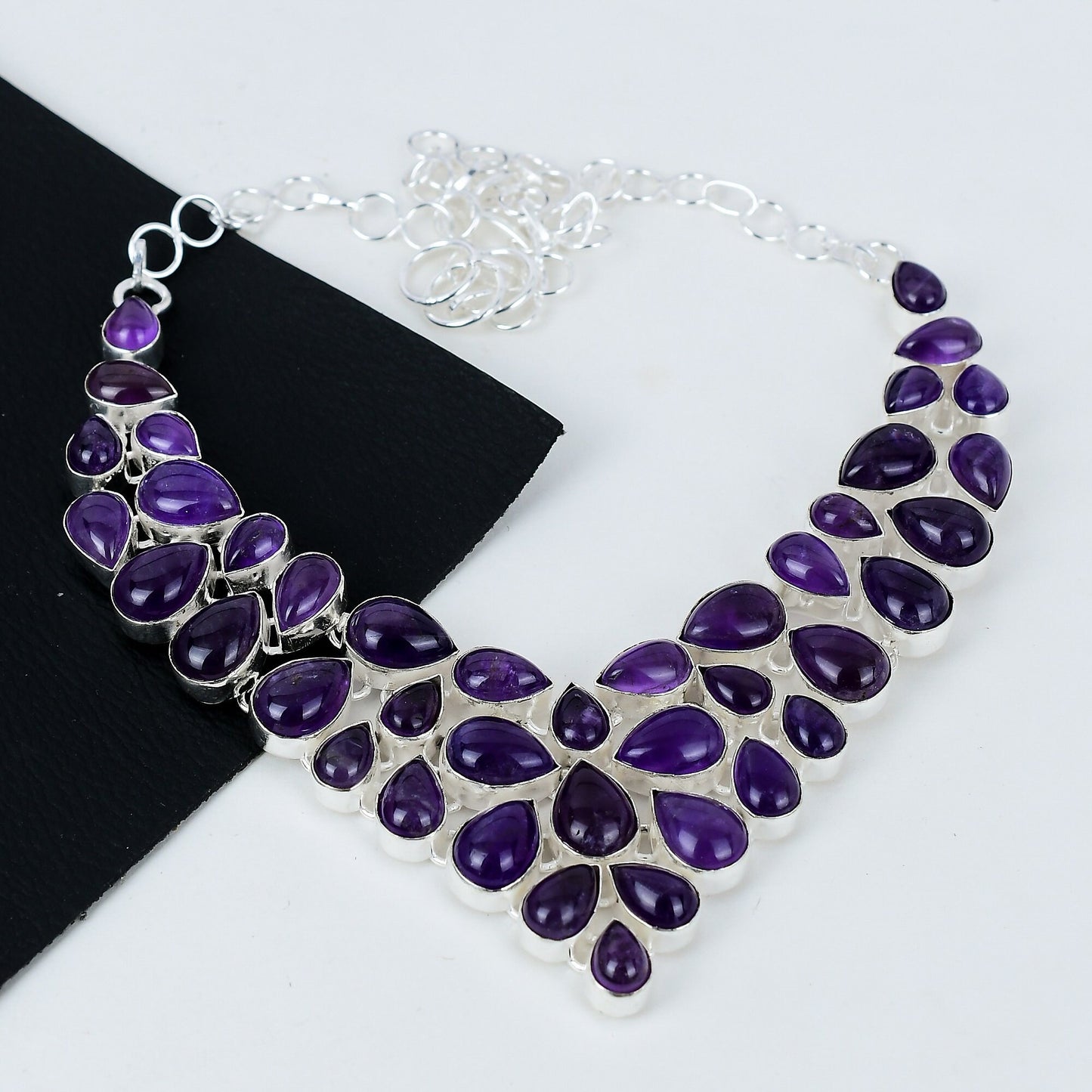 Purple Amethyst Sterling Silver Necklace Set