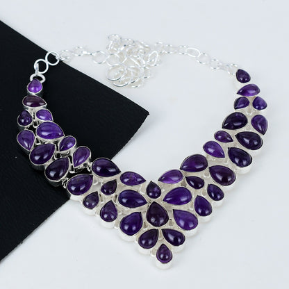 Purple Amethyst Sterling Silver Necklace Set