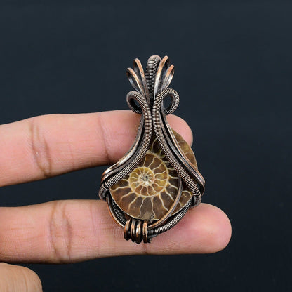 Copper Ammonite Gemstone Pendant