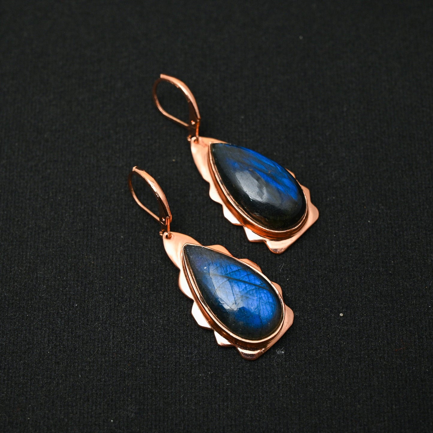 Blue Flash Labradorite Gemstone Earrings