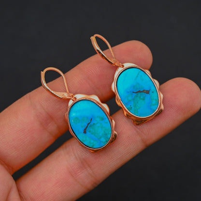 Turquoise Gemstone Lever Back Earrings