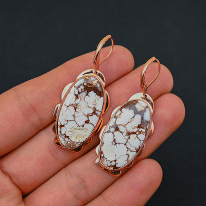 Turquoise Gemstone Copper Earrings