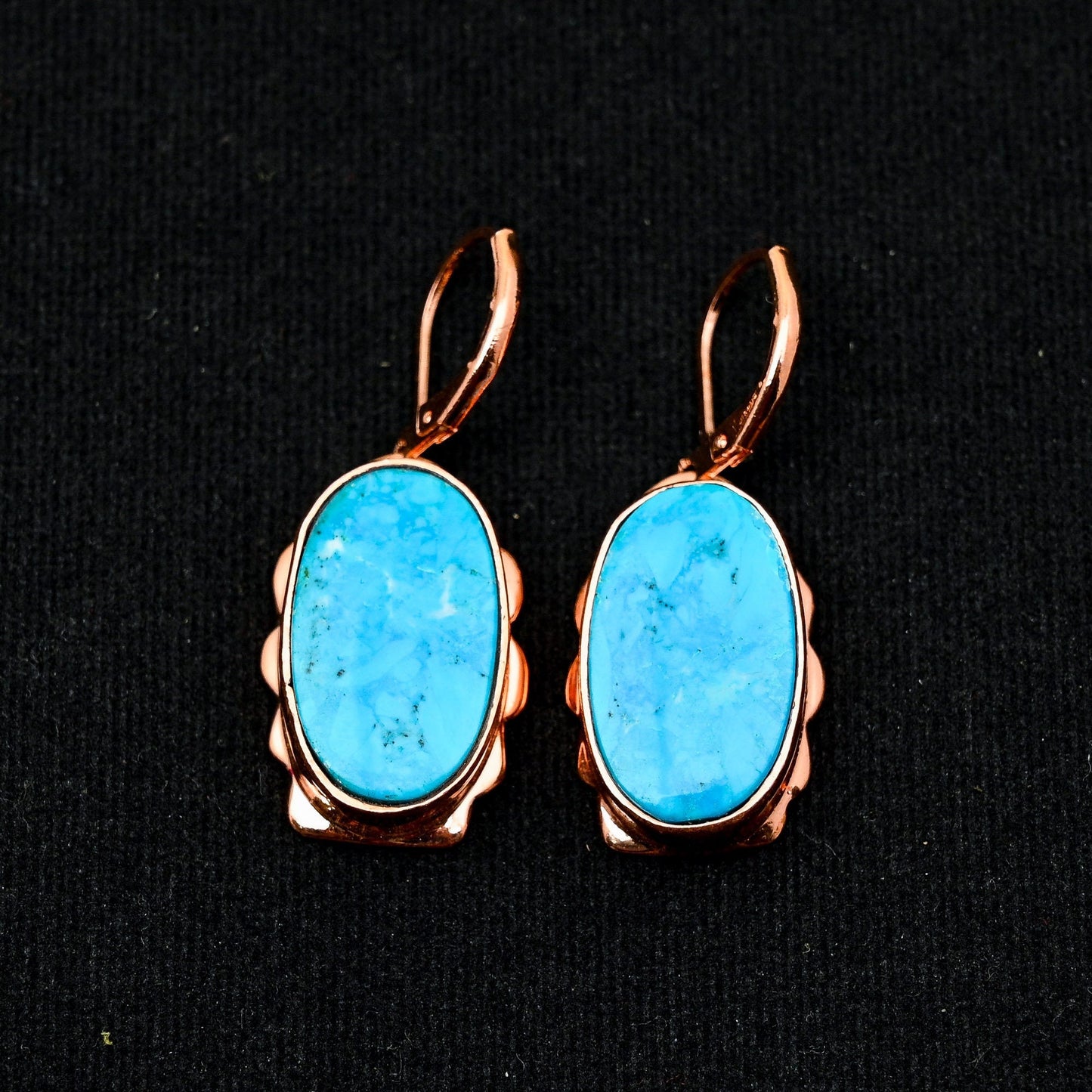 Turquoise Gemstone Copper Lever Back Earrings