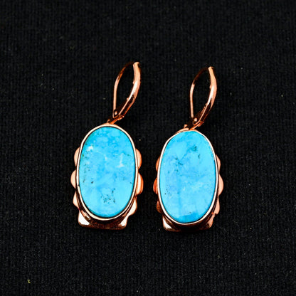 Turquoise Gemstone Copper Lever Back Earrings