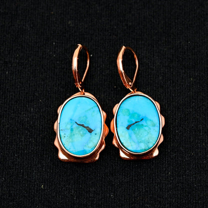 Turquoise Gemstone Lever Back Earrings