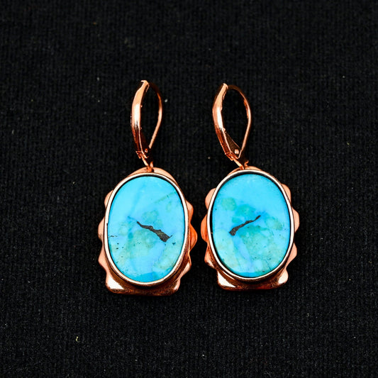 Turquoise Gemstone Lever Back Earrings