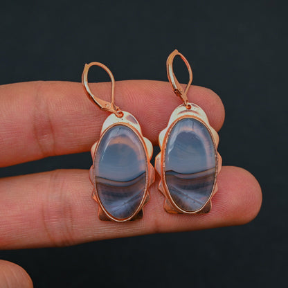 Brown Montana Agate Gemstone Earrings