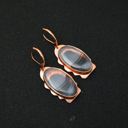 Brown Montana Agate Gemstone Earrings
