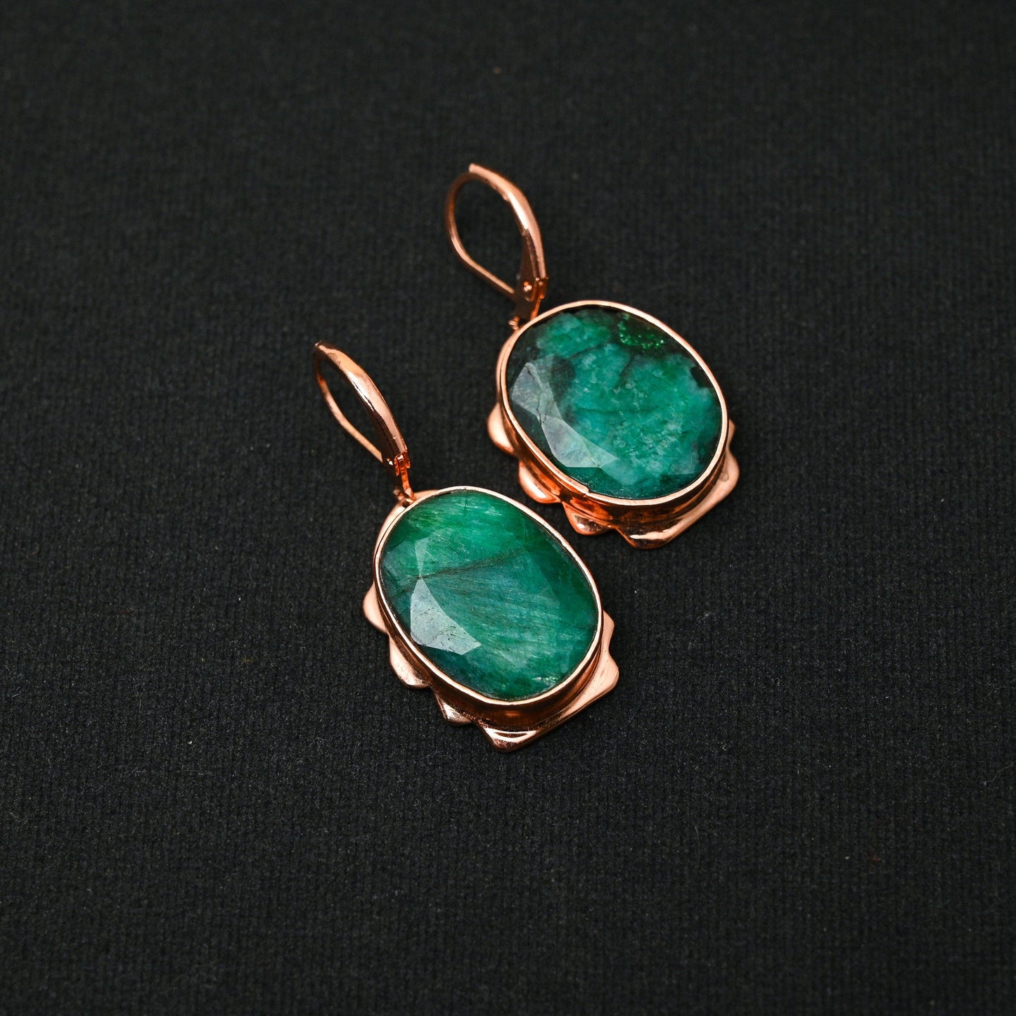 Green Emerald Gemstone Earrings