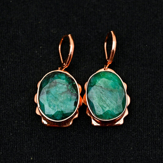 Green Emerald Gemstone Earrings