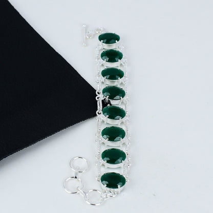 Green Emerald Gemstone Bracelet