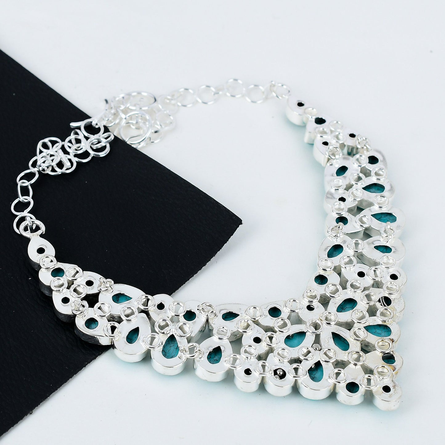 Turquoise Gemstone Sterling Silver Necklace Set