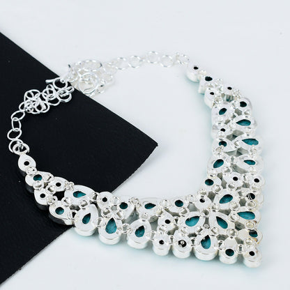 Turquoise Gemstone Sterling Silver Necklace Set