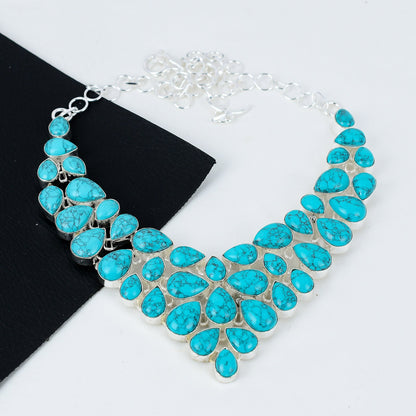 Turquoise Gemstone Sterling Silver Necklace Set