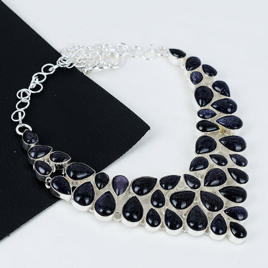 Blue Sunstone Sterling Silver Necklace