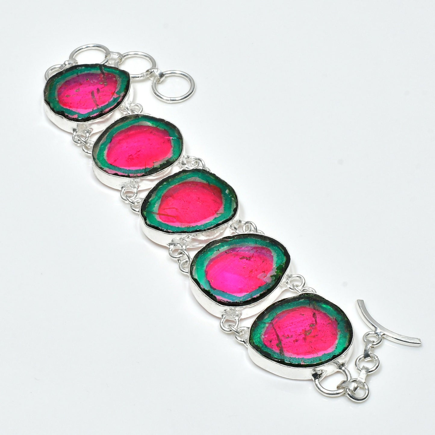 Watermelon Tourmaline Gemstone Bracelet & Necklace Set