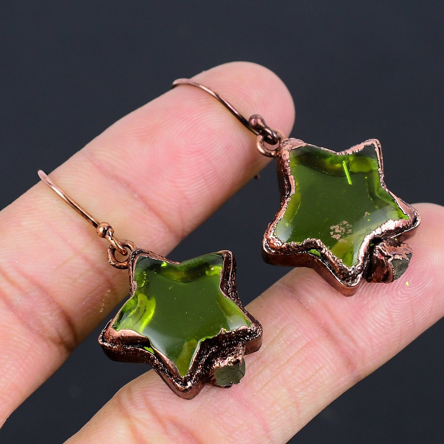 Green Peridot Gemstone Earrings