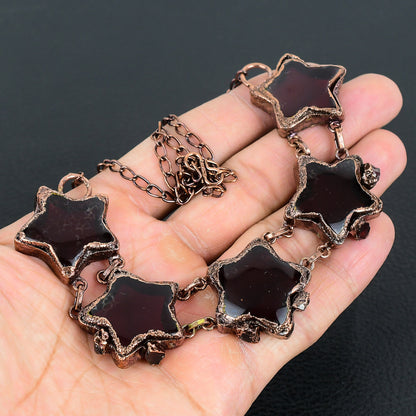 Red Garnet Gemstone Electroformed Necklace
