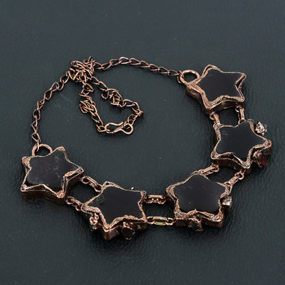 Red Garnet Gemstone Electroformed Necklace