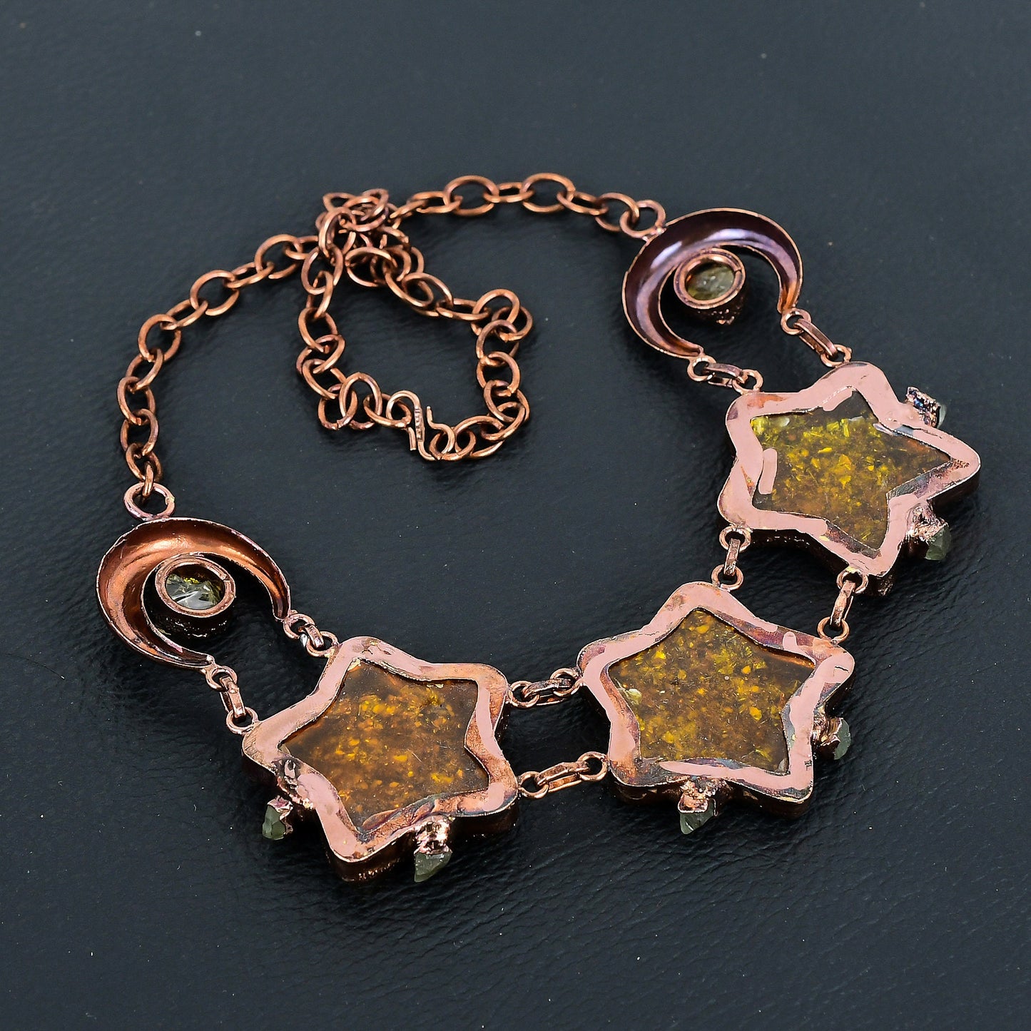 Golden Amber & Yellow Citrine Gemstone Necklace