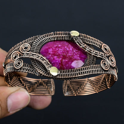 Kashmiri Red Ruby Gemstone Cuff Bracelet
