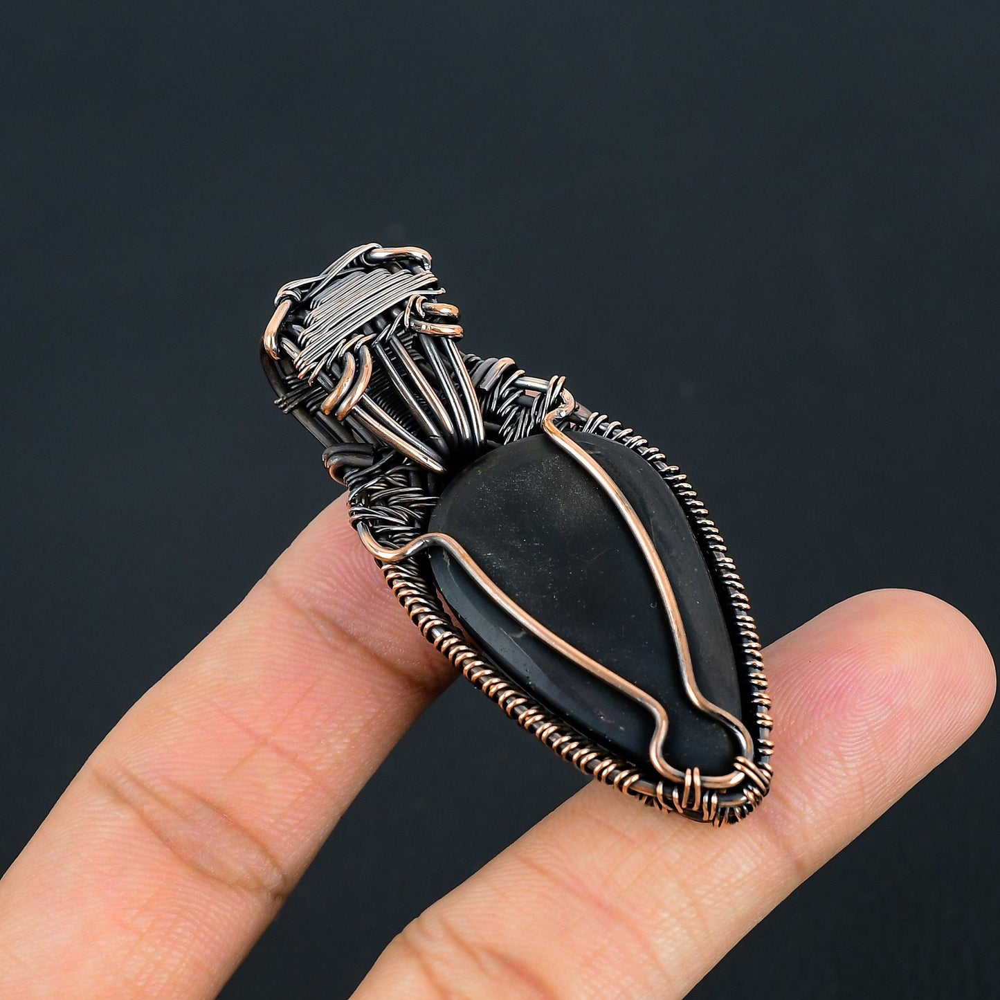Black Obsidian & Moonstone Gemstone Pendant